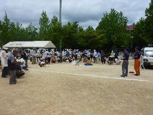 AEDの使い方を学んでいる画像