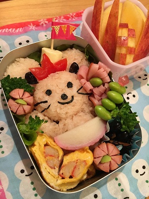 娘への応援チュッピー弁当の画像