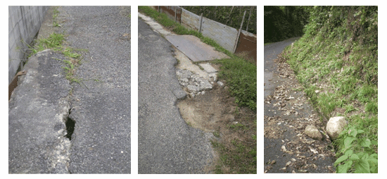道路の端（路肩）の欠け