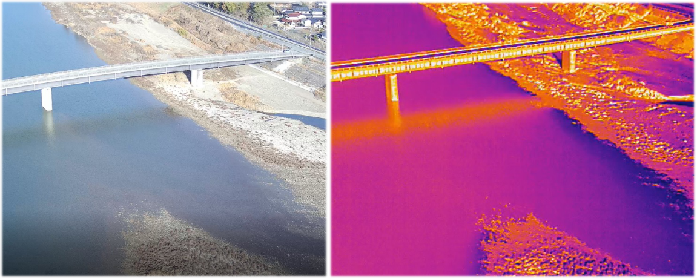 赤外線サーモグラフィカメラと標準カメラで撮影した画像