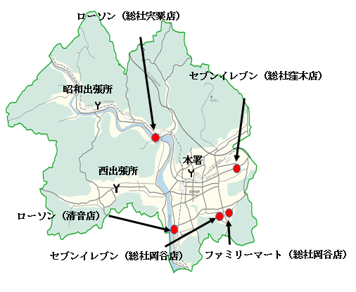 AED設置店舗の位置図