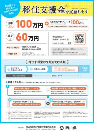 岡山県移住支援金のチラシ2
