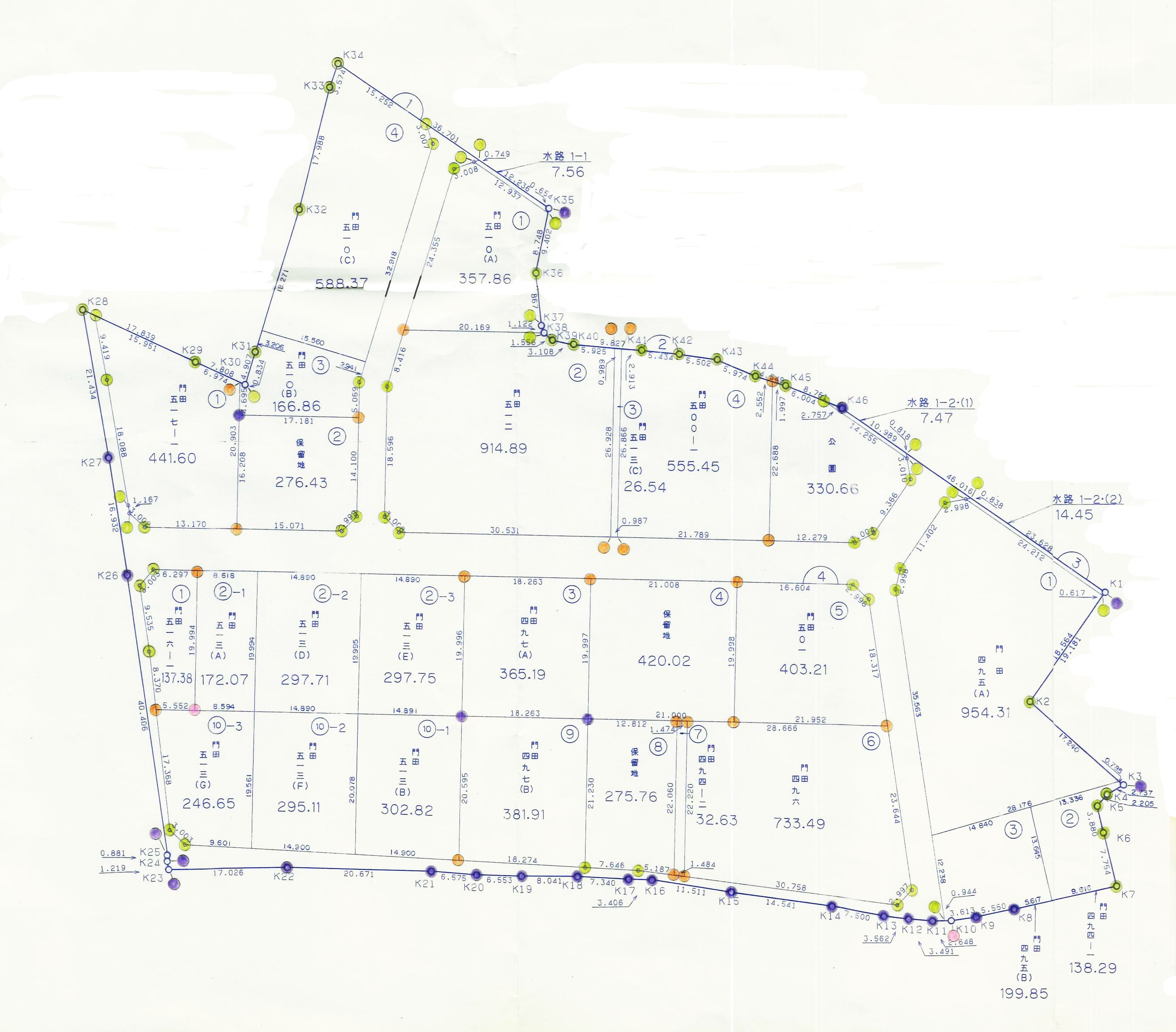 画地出来形確認測量図（境界標設置図）