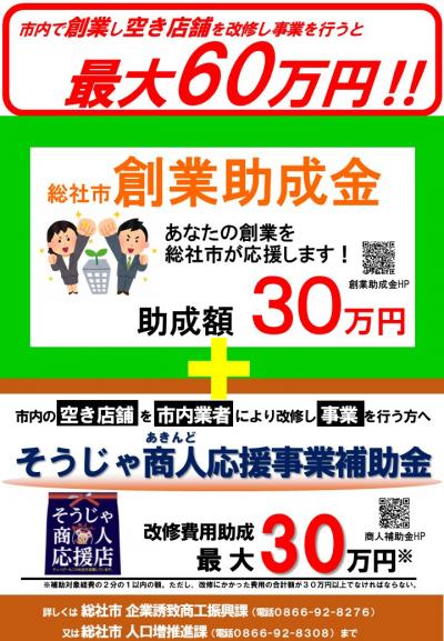 創業助成金・商人補助金チラシ