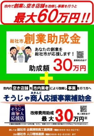 創業助成金とそうじゃあきんど応援事業補助金
