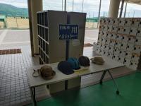 ヘルメットの展示の様子