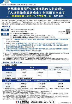 人材開発支援助成金(事業展開等リスキリング支援コース)の画像