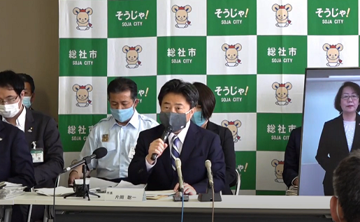 6月定例市議会前の記者会見（2020年6月）の画像